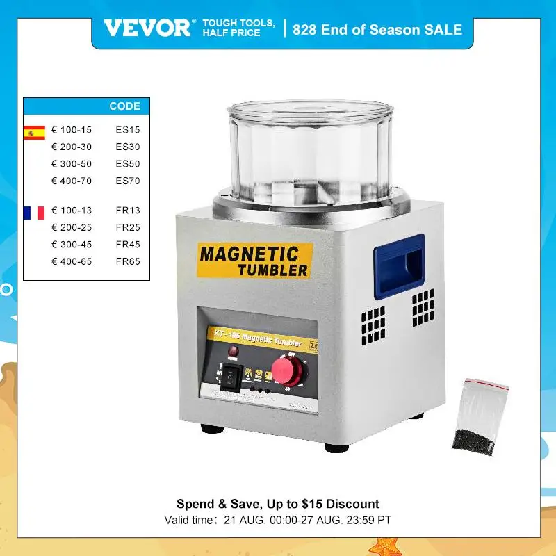 VEVOR KT-185 Magnetic Tumbler Jewelry Polisher Mini Metal Fi