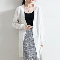 four seasons moze spring and autumn new wool knitwear ladies sweater fashion casual versatile mid length cardigan top