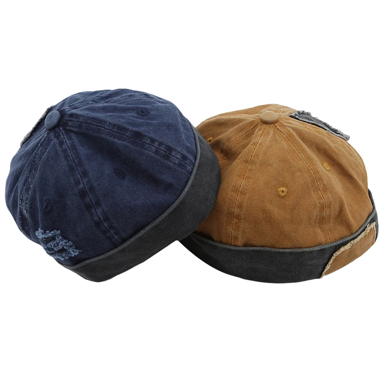 

2023 винтажная мужская шапка в стиле хип-хоп, промытая хлопковая Ретро шапка с черепом, регулируемая шапка без козырька, владельца, дышащая Шапка-бини, шапка с матросским узором