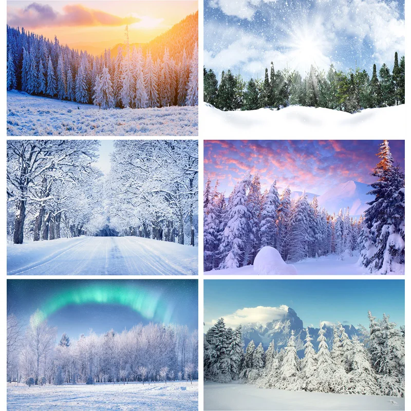 

SHENGYONGBAO зимний фон для фотосъемки с природным пейзажем лес Снежный пейзаж фото фоны реквизит для студии 211121 искусственные фотографии