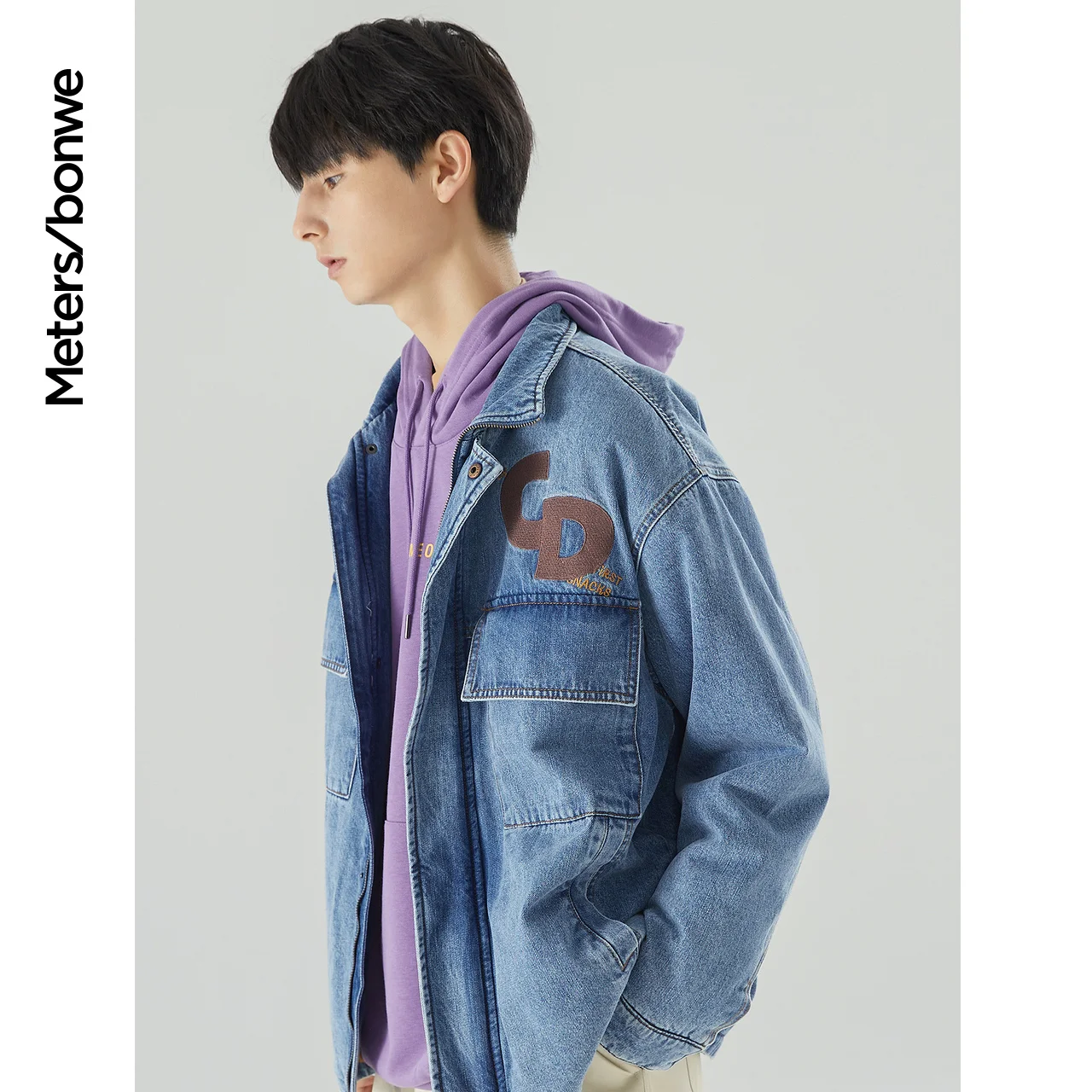 Metersbonwe Mmen's Casual Woven Denim Coats Winter Casual Cotton-Padded Jacket Male Warm Short Loose Denim Jackets