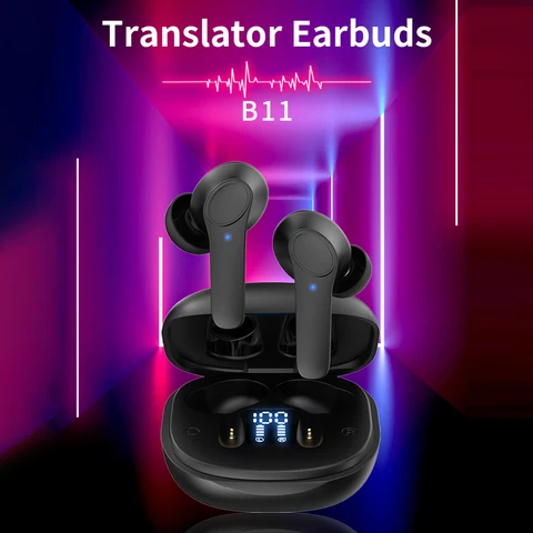 144 языка, наушники-переводчики в реальном времени, 4 режима перевода, беспроводная гарнитура BT-переводчик, IPX6, водонепроницаемая для деловых поездок
