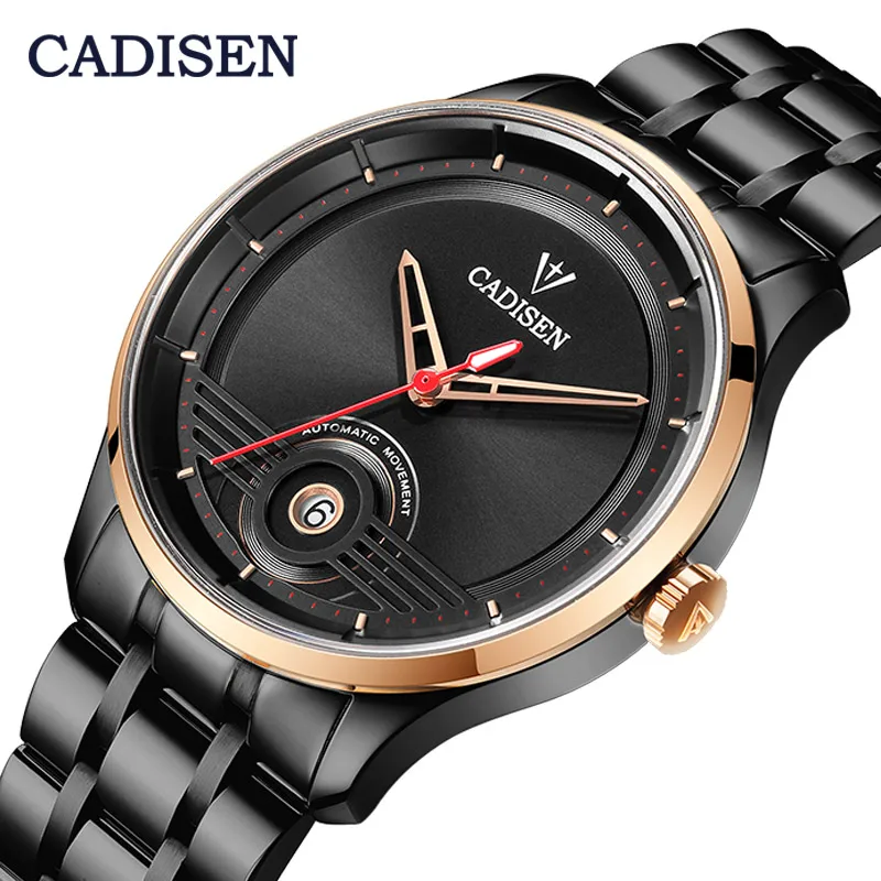 

CADISEN Men Watches Automatic Self Mechanical Stainless Steel Business Date Japan NH35A Movement Sapphire Waterproof Wrist watch