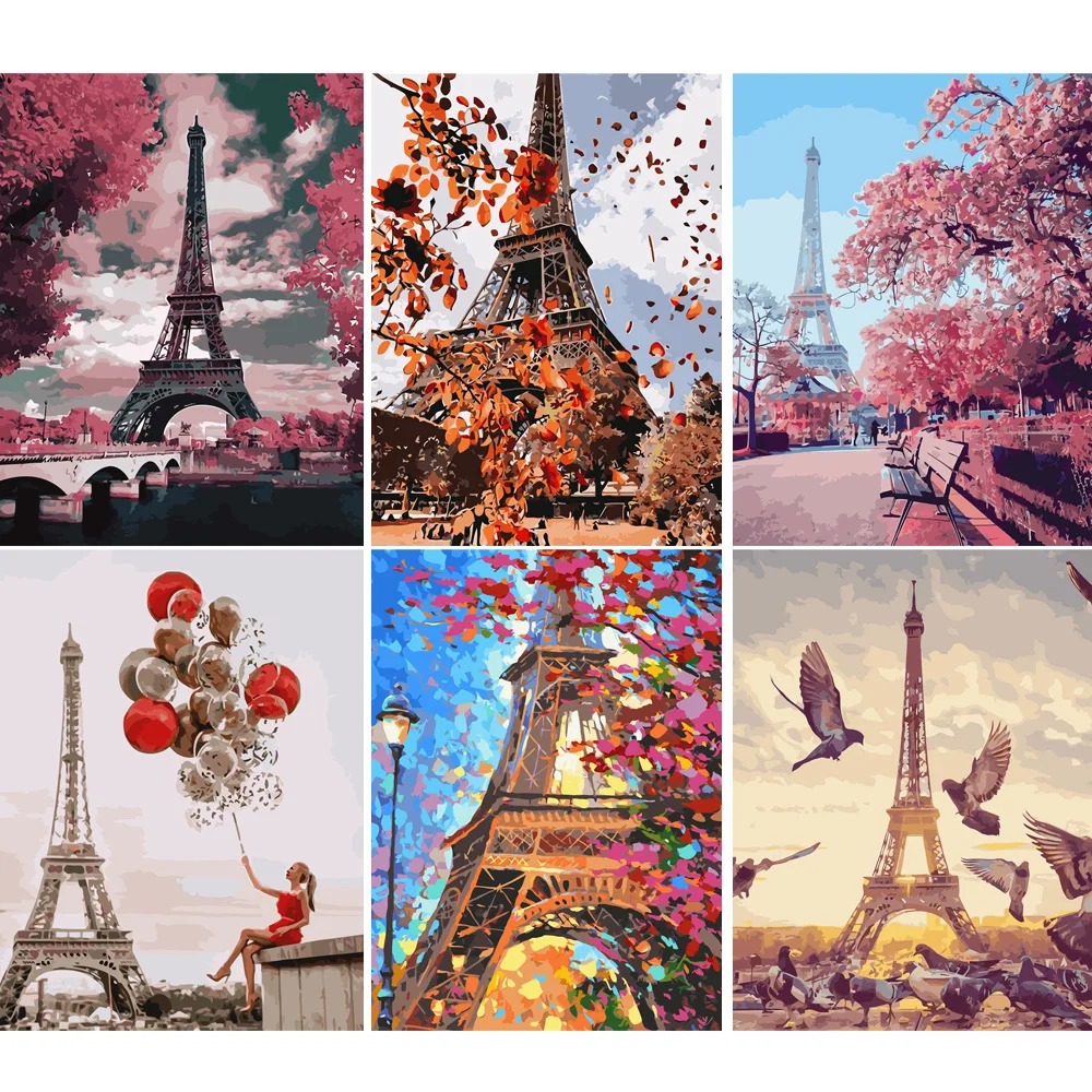 

Painting by Numbers Eiffel Tower Landscape Oil Painting Canvas Painting DIY Personalized Gifts Paint by Numbers Home Decor