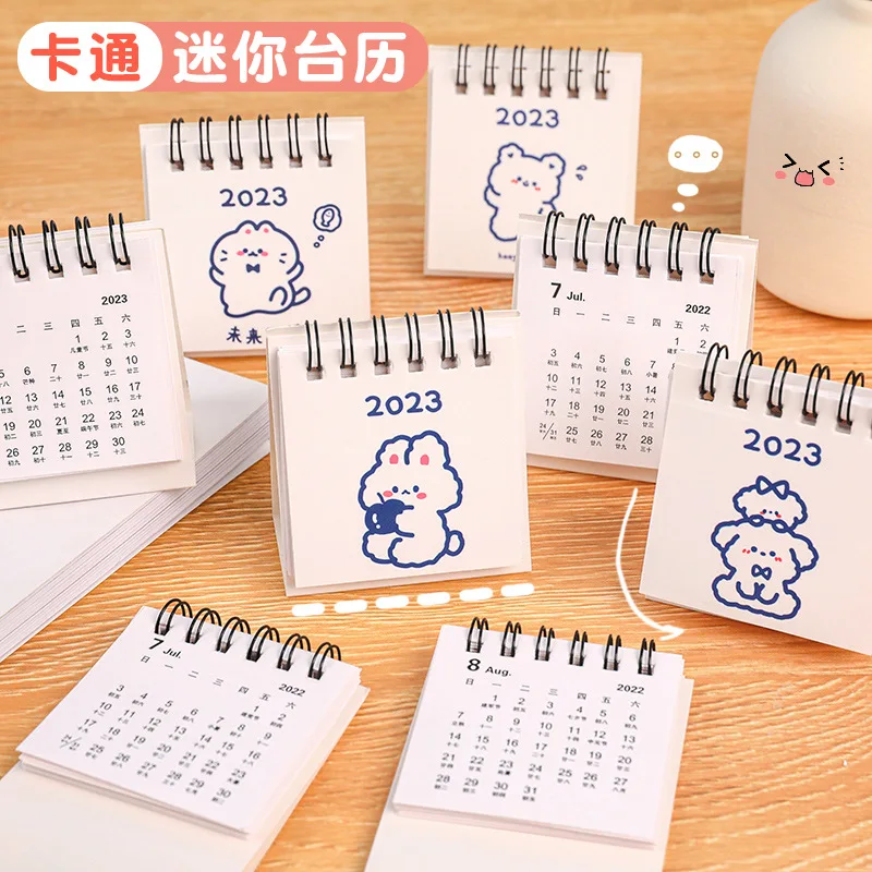 2022-2023 Simple ins MIni desk calendar Cute Rabbit Dog standing calendar Daily Scheduler Table Planner Yearly Agenda Organizer