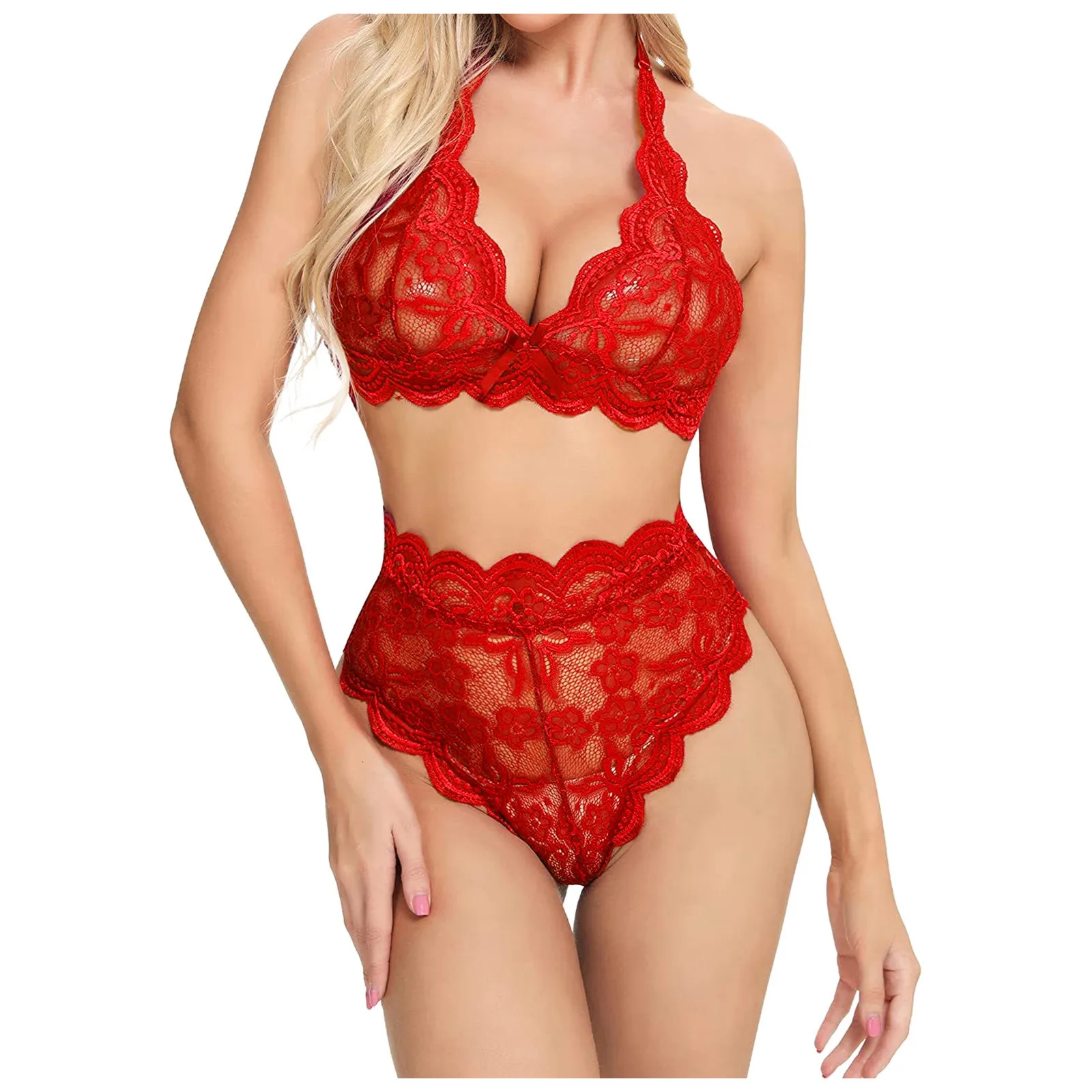 Женский модный сексуальный кружевной прозрачный костюм с разрезом сексуальное