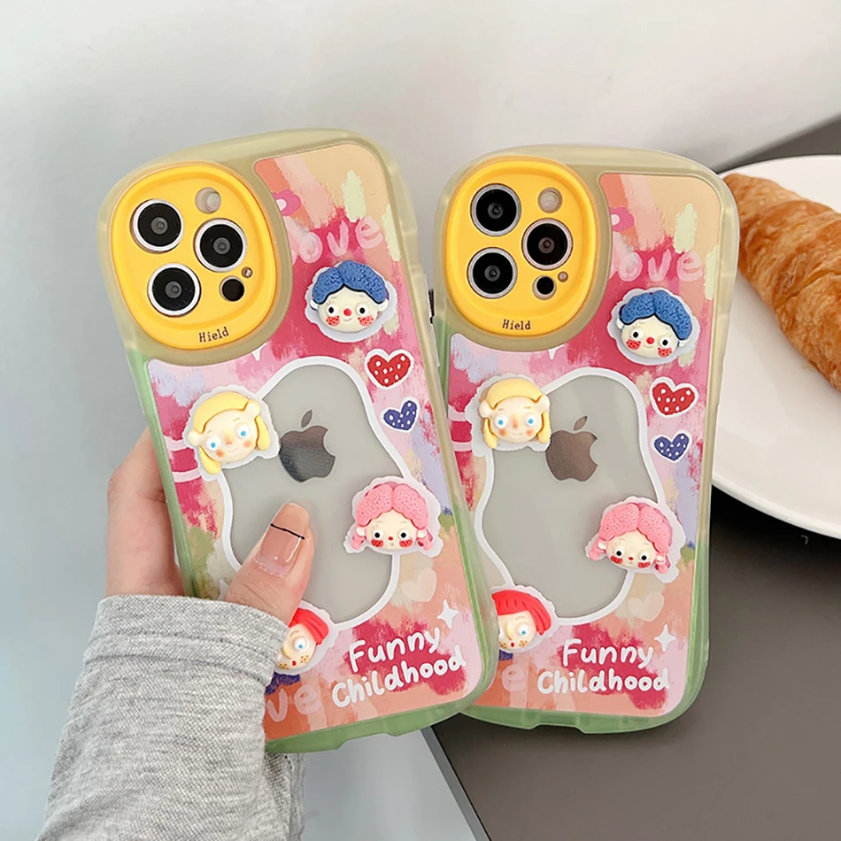 

Милый мультяшный чехол для iPhone 13 с граффити размером для iPhone 12, 11 Pro, Max, XR, XS Max, мягкий чехол из ТПУ с маленькой талией, 2, 1