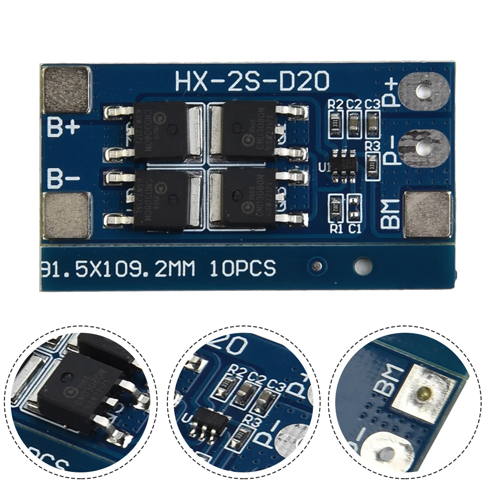 1PC 2S 7.4V Lithium Battery Protection Board 13A WorkingCurrent 20A Current-Limiting Workshop Equipment Power Tool Air Tools