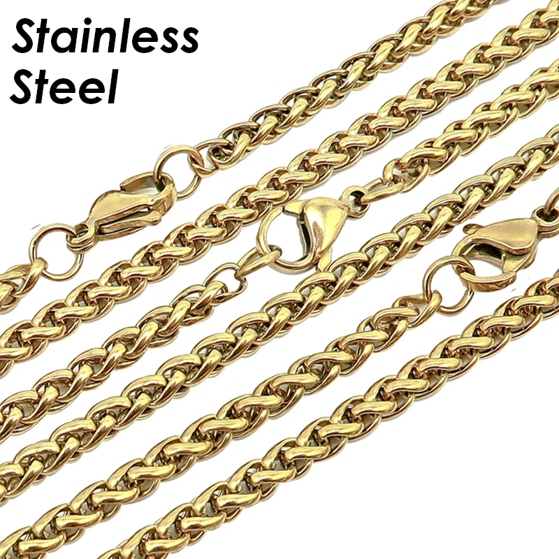 10 шт. пшеничное ожерелье золотого цвета из нержавеющей стали пшеничная цепочка