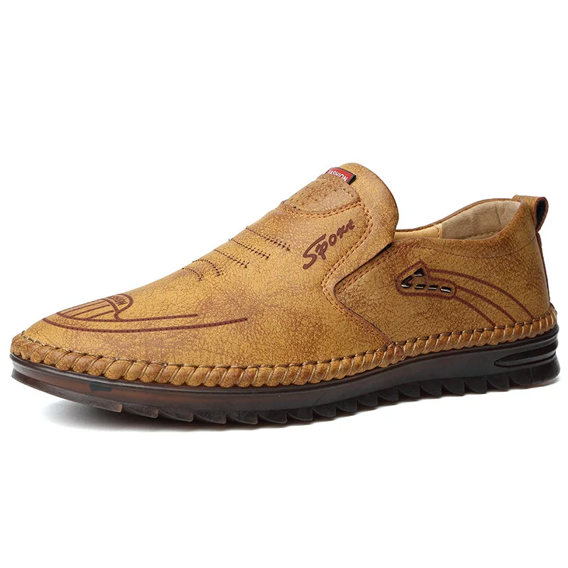 Men's Casual Flat Shoes 2022 Outdoor Soft Soled Travel Sneakers Fashion  Business Non Slip Breathable hollow out Leather Shoes