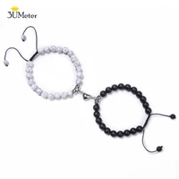 3umeter 2pcsset heart shape magnet couple bracelet meaningful natural stone beads bracelet lovers valentines day jewelry gift