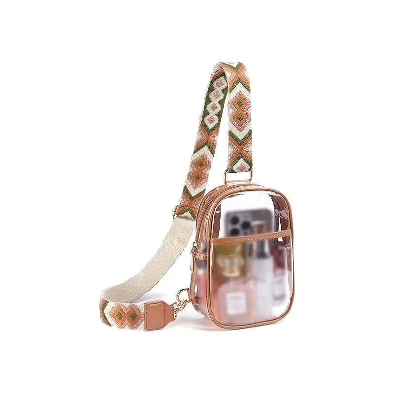 

Clear Sling Bag Fanny Pack Stadium Approved Crossbody Bag Purses for Women Heavy Duty Transparent Chest Bag Adjustable Strap