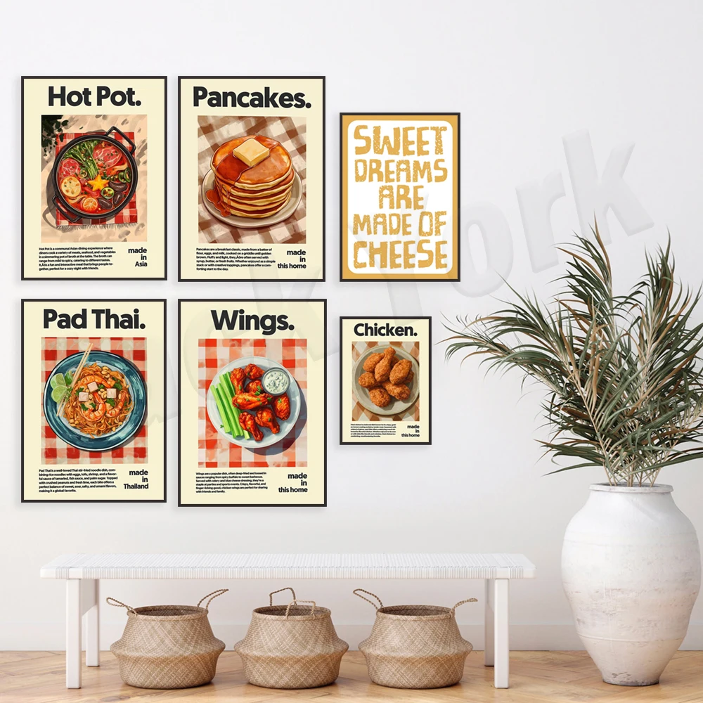 Фото Жареная курица, тампон тайский, масло курицы, ceviche, блины, куриные крылышки, хлеб, горячий горшок, пицца, кофе, плакаты для выпечки №3