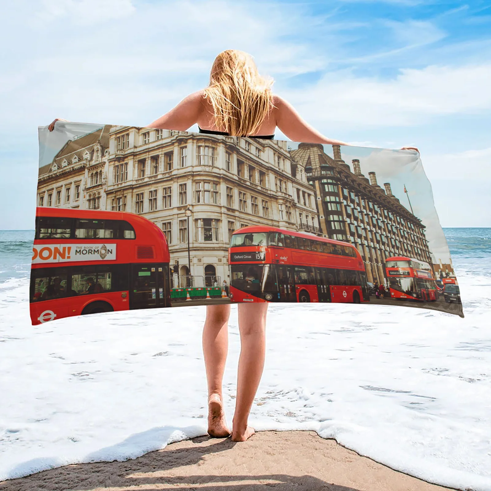 

Современное бытовое банное полотенце с лондонским автобусом, быстросохнущее полотенце для фитнеса и спа, стильное пляжное полотенце из мик...