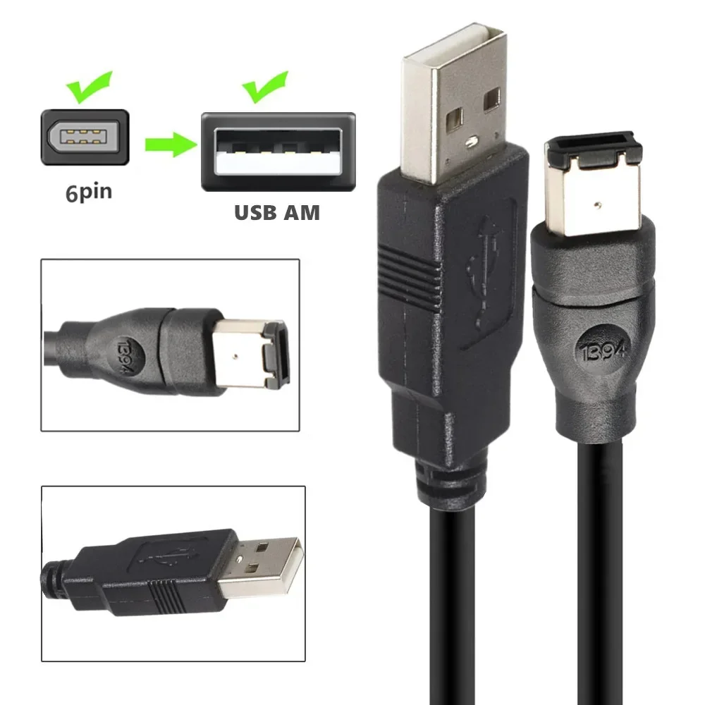 Firewire IEEE 1394 6-контактный разъем папа на USB 2.0 A Кабель-переходник-конвертер 1 8 м/3 м/4 5