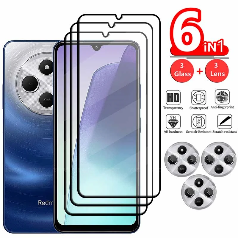 6 в 1 для Xiaomi Redmi A4 Стекло Закаленное стекло Защитное полное покрытие HD 9H Защитная