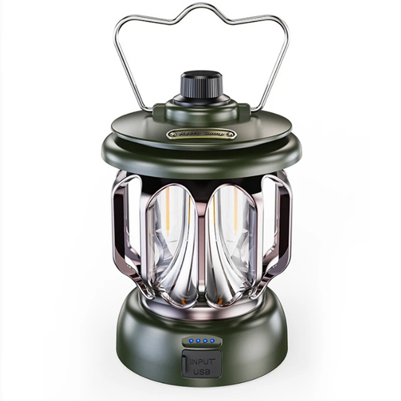 

Portable Retro Lantern Vintage Tent Lighting Lights Waterproof Outdoor Lamp Green