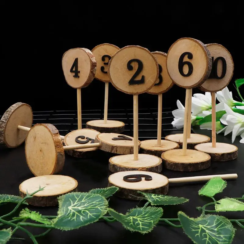 

1-10 Rustic Table Numbers Slices Stand Base for SEAT Cards Decor Retr Dropship