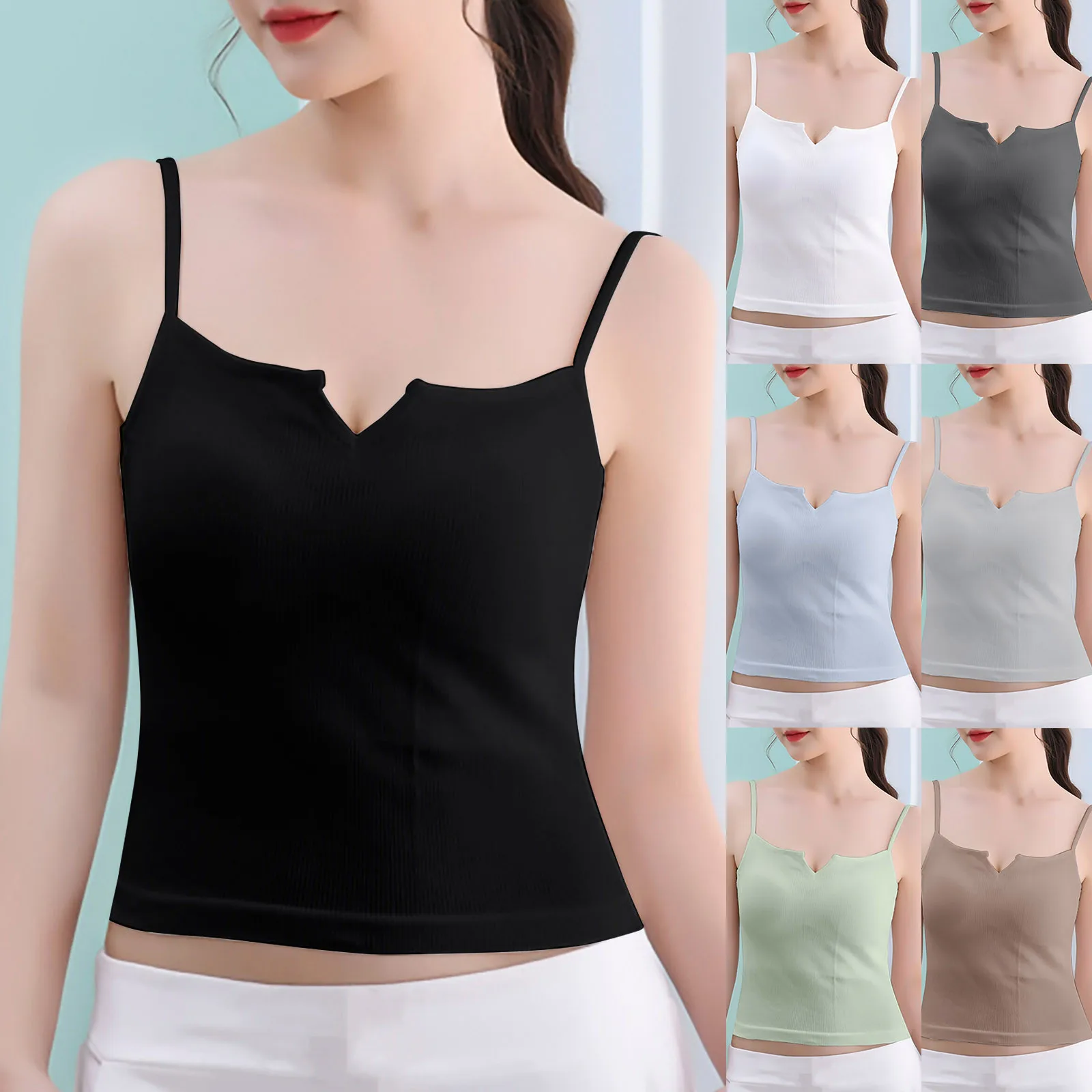 

Women'S Fixed Cup Beauty Back Halter Tank Top With Chest Pad Wrap Bra Summer Outer Wear Bottoming Underwear Bra Inside Cueca