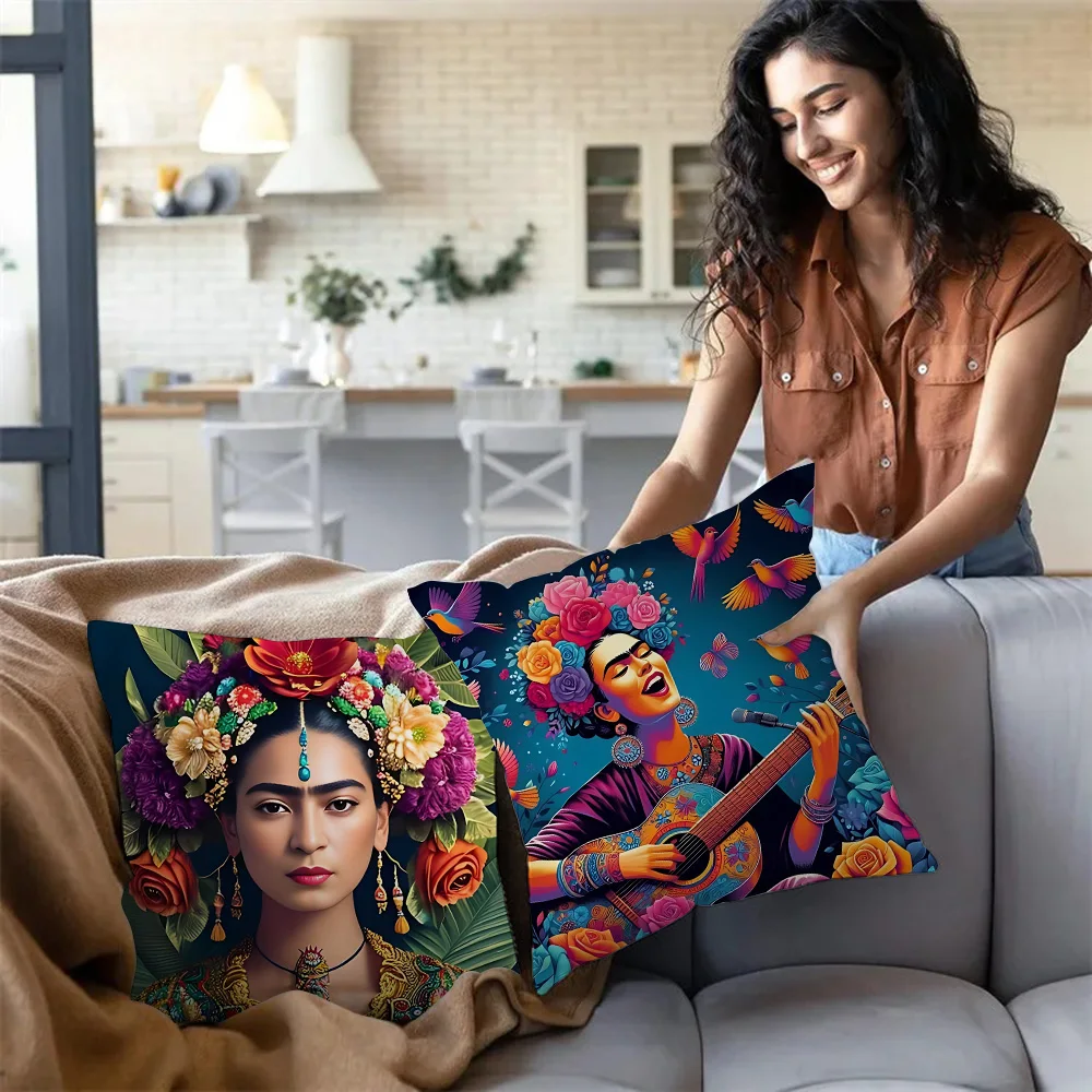 Pillow Covers Cartoon F-Frida Sofa Decorative Home Double-sided Printing Short Plush Cute Cushion Cover