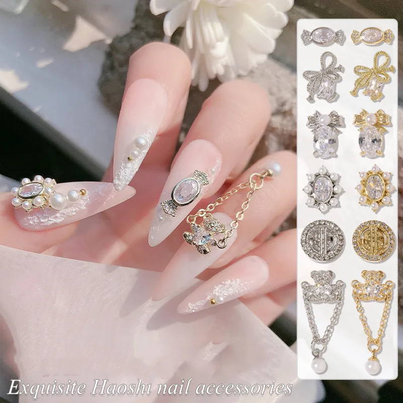 

Japanese Exquisite Shining Rhinestone Nail Charm Bear & Candy & Dollar Desgin Nail Art DIY Nail Accessories Decoration Tool