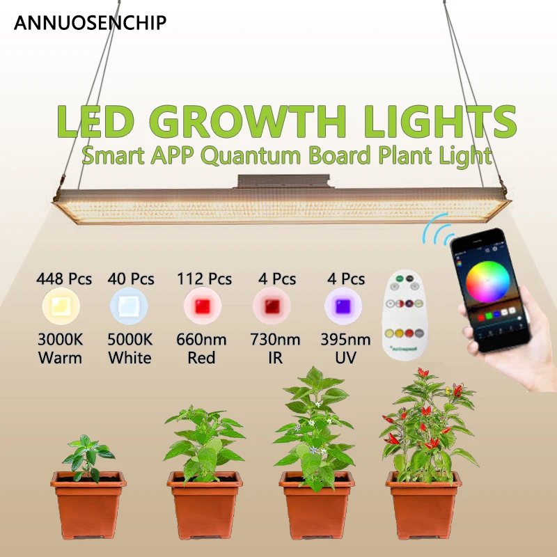 Smart LED Quantum Board Plant Full Spectrum Grow Light 150W AC100-277V Wide Voltage Bluetooth APP Remote Control Network Control