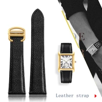genuine leather strap replacement cartier tank solo series lichee pattern leather men and women watch chain 17 20 22 23 24 25mm