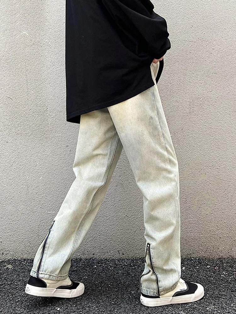 European and American Men's Four Seasons High Street Y2K Jeans Loose Straight Trend Wide Leg Trousers Streetwear Ins Hot Sale