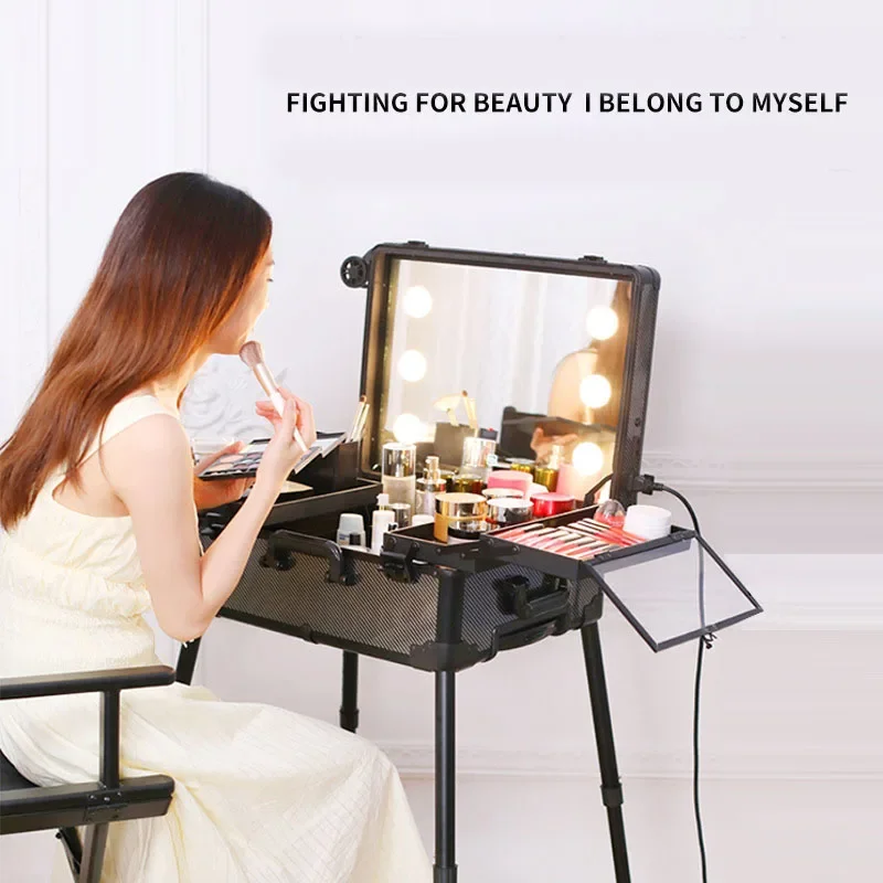 22 дюйма вместительная профессиональная тележка с подсветкой для макияжа