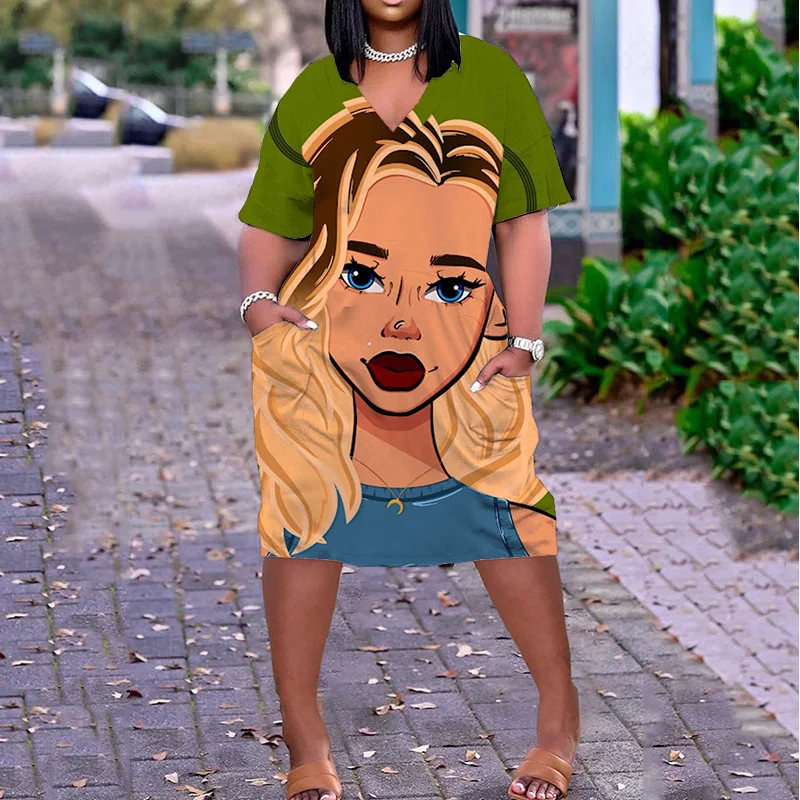 

Женское винтажное платье с коротким рукавом, с забавным принтом