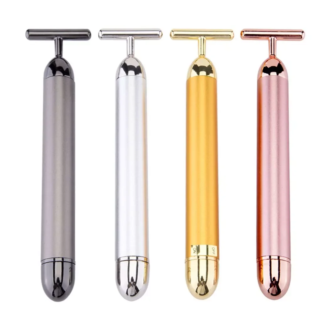 

24K Gold Bar T Type Electric Golden Beauty Stick V Face Artifact Facial Massage Stick Beauty Equipment Vibration Meter