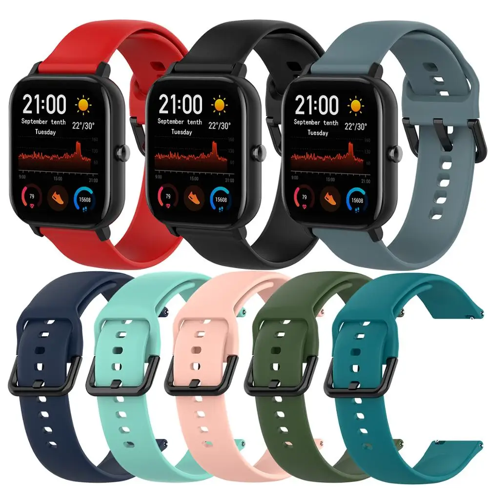 

Ремешок для умных часов Xiaomi, Huami, Amazfit, GTS, 20 мм, цветной, мягкий, силиконовый