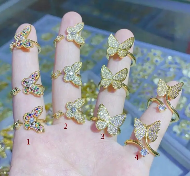

1pcs Enamel Butterfly Rings Zircon Jewelry Ring Layer Metal Accessories Jewelrys For Women Adjustable sd2a
