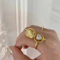 dainty heart locket rings for women girls aaa zircon gold plated adjustable finger accessories engagement wedding jewelry gifts