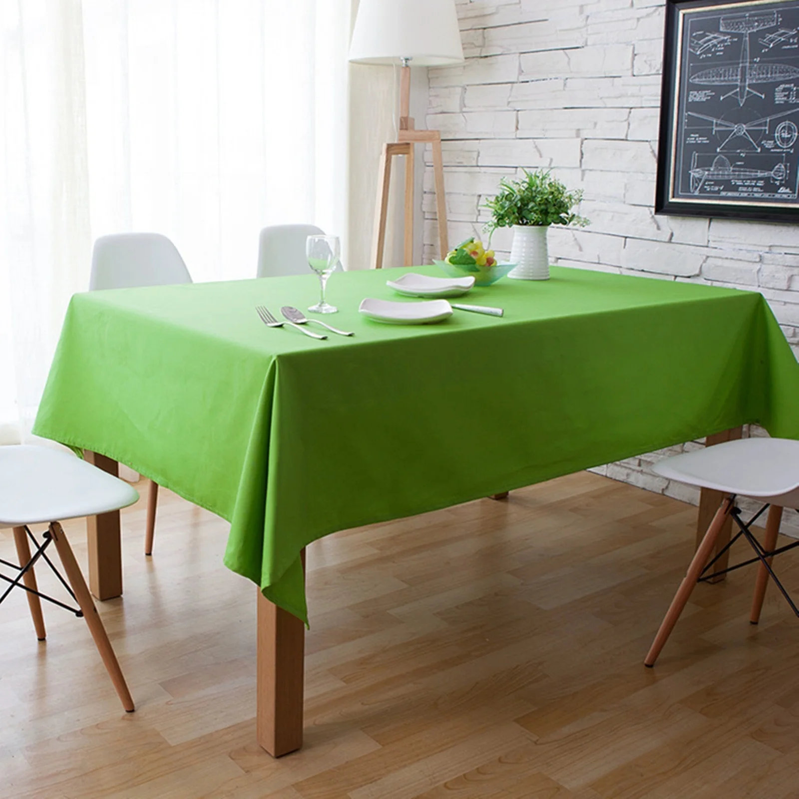 

Скатерти из хлопка, водонепроницаемые скатерти для стола, прямоугольный ярко-зеленый обеденный стол, украшение журнального столика