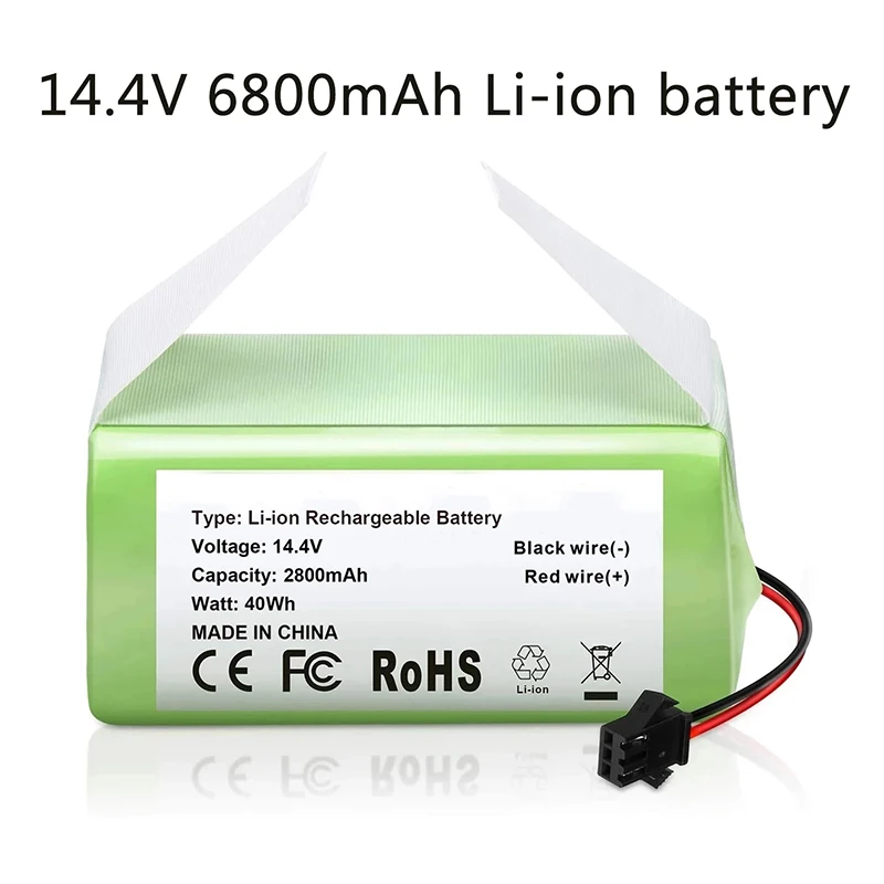 

14.4V 6800mAh Li-ion Battery for for Conga 990 1090 Tesvor X500 Ecovacs Deebot N79 N79S DN622 Eufy RoboVac 11 11S RoboVac 30