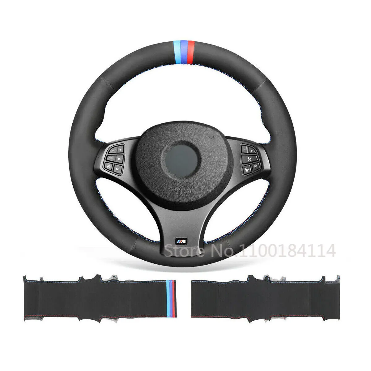 

DIY Black Suede Leather Car Steering Wheel Cover For BMW E83 X3 M Sport 2004-10