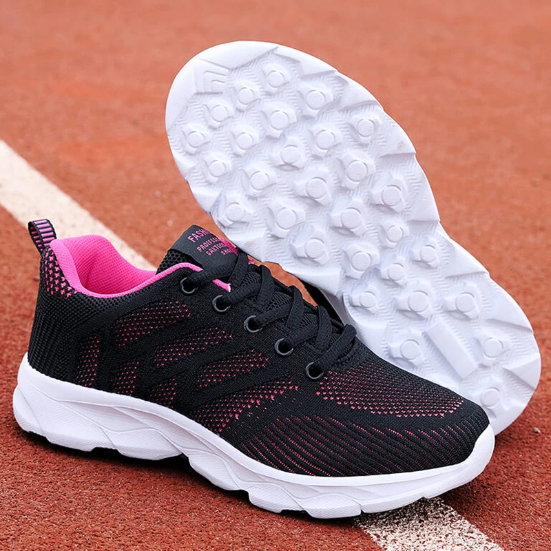 Breathable Women's Vulcanized Shoes Summer Anti-slip Female Running Shoes Lightweight Women Sneakers Lace-up Flats Free Shipping