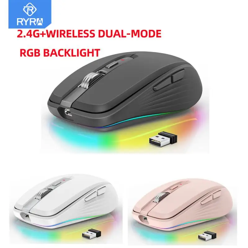 

RYRA Type-C Rechargeable Mouse Bluetooth5.1+2.4G Dual Mode Wireless Mouse Backlight For PC Mac Computer Laptop Tablet Gamer Mice