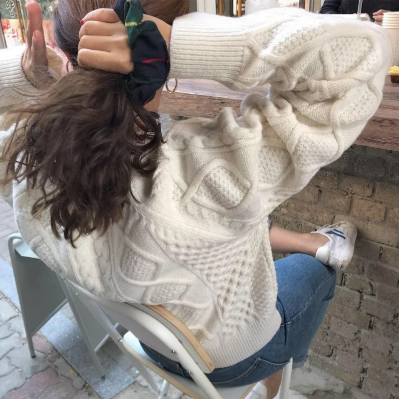 Пуловер Ретро жареный тесто твист свитер женский осенне-зимний Свободный