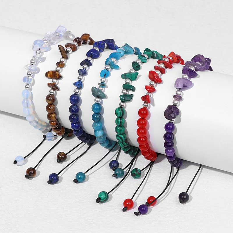 

Fashion Irregular Natural Stone Beads Bracelet Malachite Agates Crystal Woven Bracelet Adjustable Men Women Jewelry Bracelet