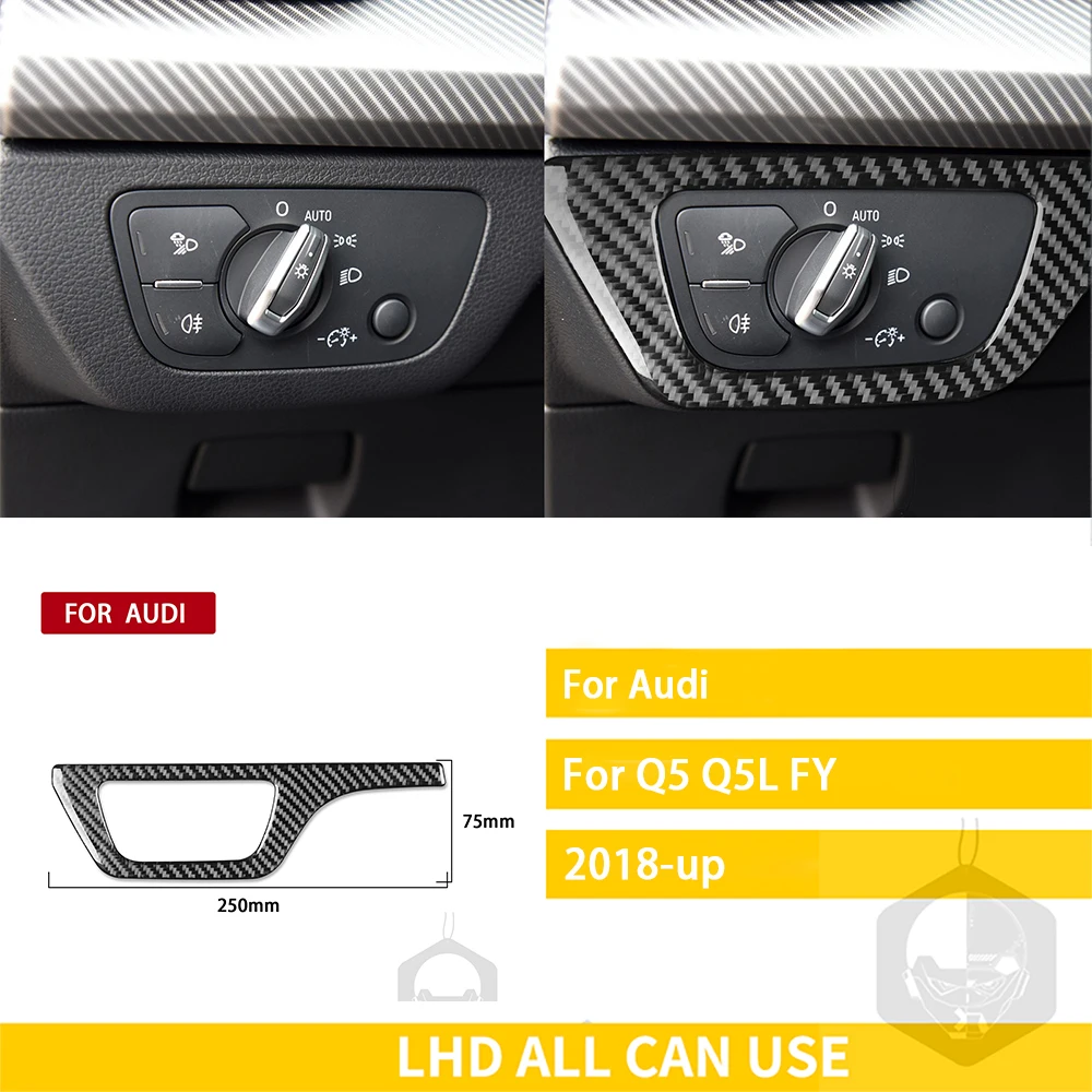 

Для Audi Q5 Q5L FY 2018 2019 2020 2021 2022 аксессуары углеродное волокно интерьер Автомобильная фара переключатель панель отделка наклейка