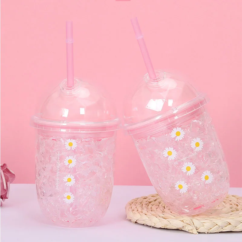 Reusable Boba Cup Smoothie Cup with Resealable Lid Straw- 400 ml/16oz Double Wall Insulated Tea Cup Tumbler Milk Tea Cup Drinkwa