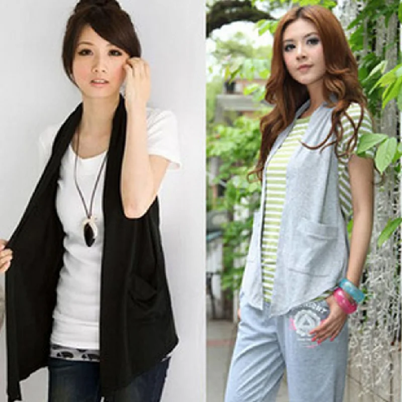 

New Spring 2022 Women's All-match Slim Black Colete Vest Women Casual Waistcoat Vests Ladies Fashion Clothing