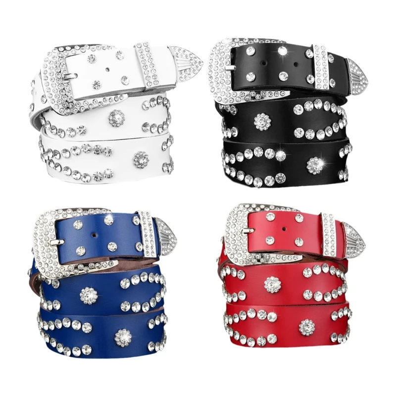 

652F Shinning Belt Woman Man Teens Nightclub Waist Belt for Jeans Skirt