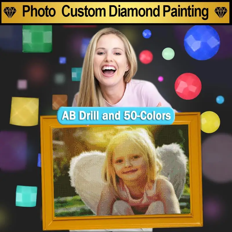 

Алмазная 5D картина с фото на заказ, 50 цветов, мозаика «сделай сам», вышивка крестиком, ручная работа, домашний декор, подарок