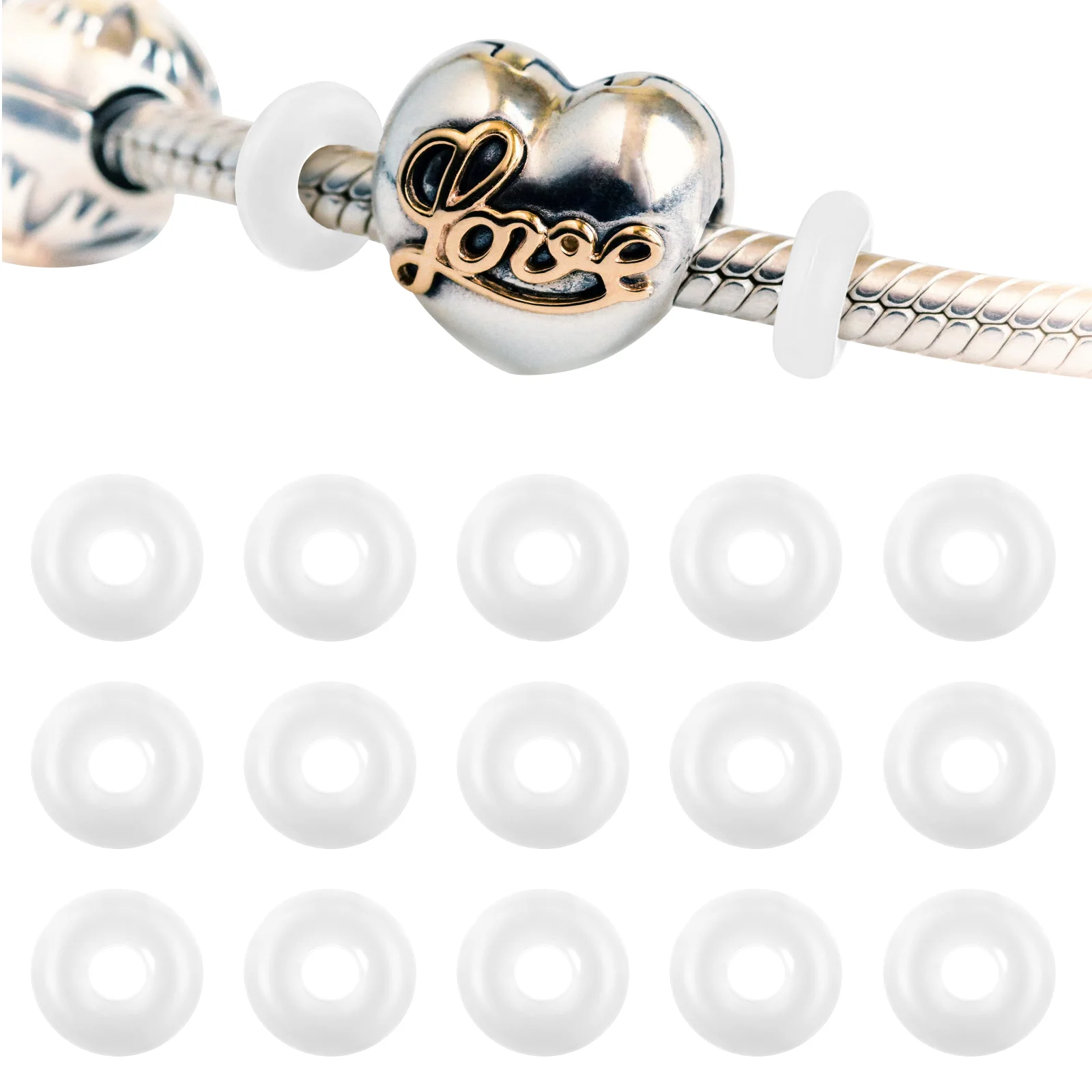 

Charms Stopper Accessories Ring Silicone Rubber Bracelet Jewelry Straw Clear Compatible Bracelets Spacer Lock Clip Craftdiy