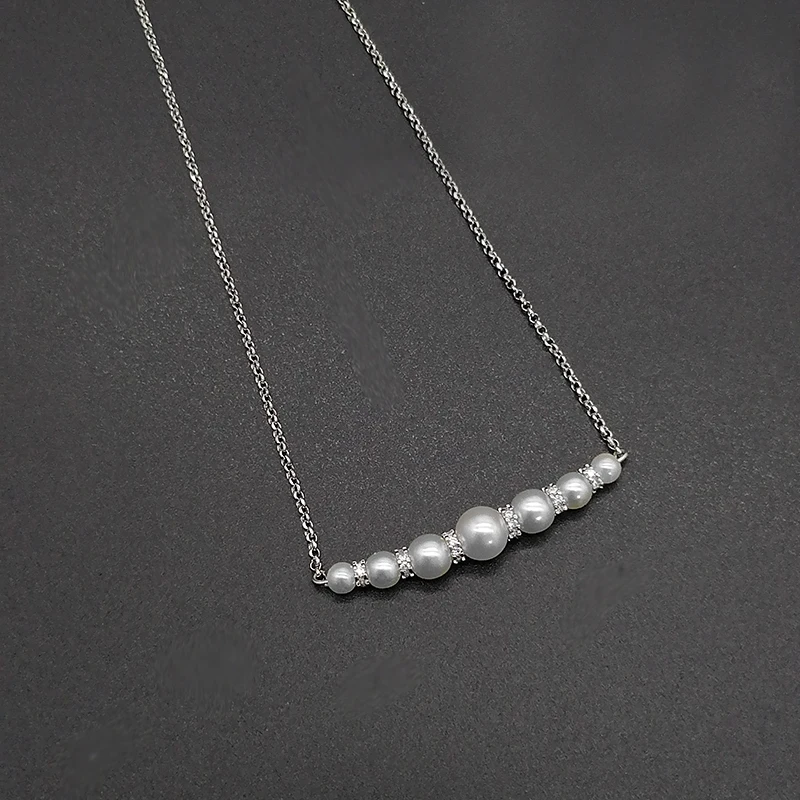 

Silver Pearl Necklace Luxury Girls Jewelry 925 Sterling Silver Holiday Gift Simple Fashion High Quality Temperament Exquisite