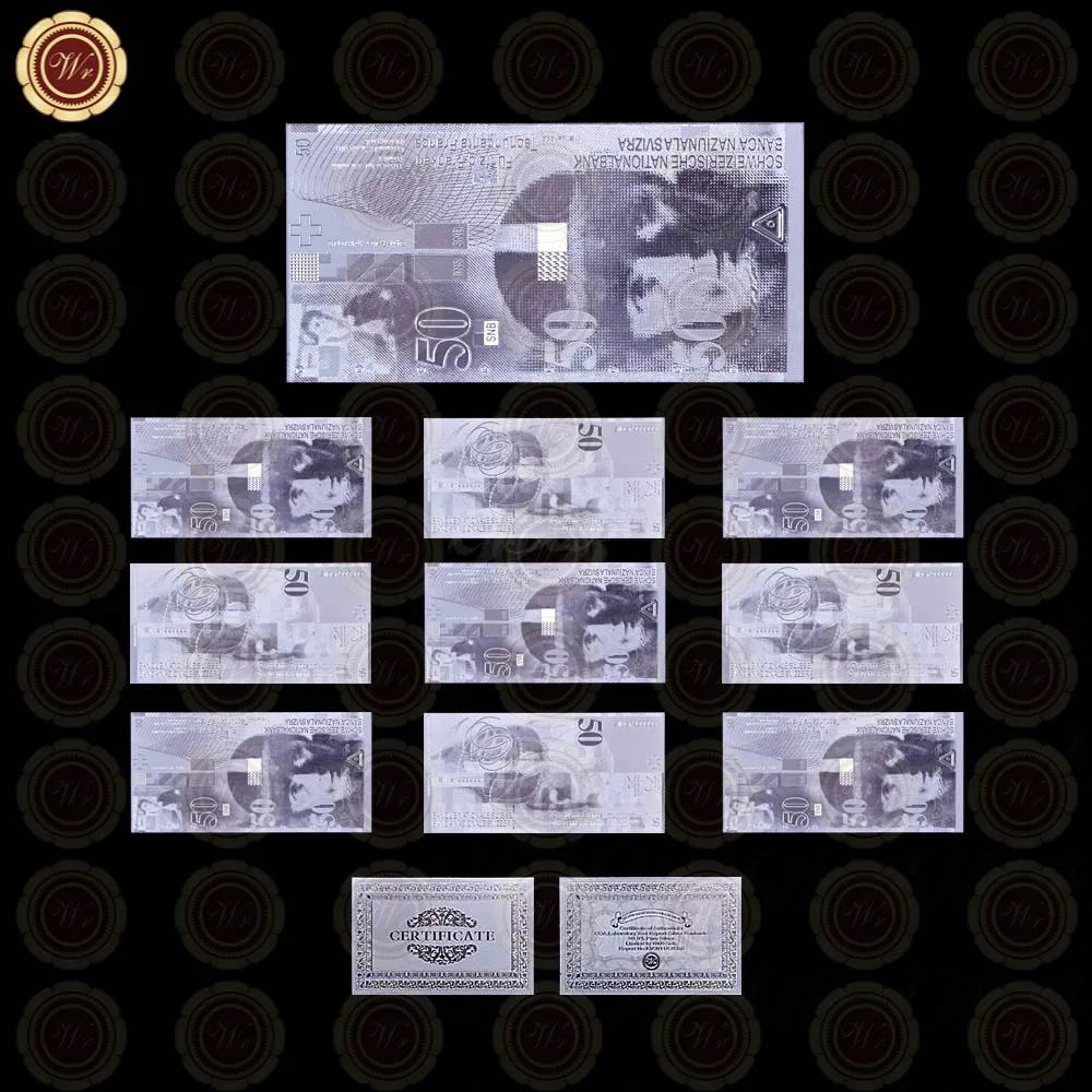 10 шт./набор сувенирные банкноты швейцарского серебра