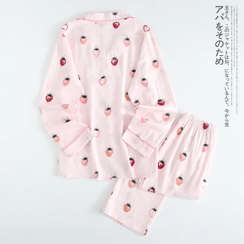 Female Soft Comfortable100% Bamboo Cotton Pajamas Set Women Spring Homewear Pajamas PJ Set Long Sleeves